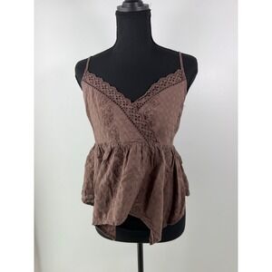 AE Brown Babydoll Cami Top Eyelet Fairycore Coquette Boho Chic Grunge Fairy M